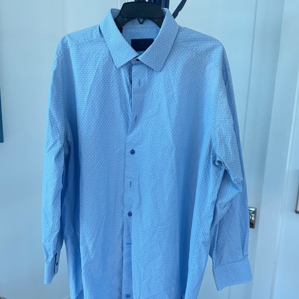 David Donahue Light Blue Textured Dress Shirt